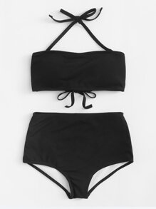 High Waist Halter Bikini Set