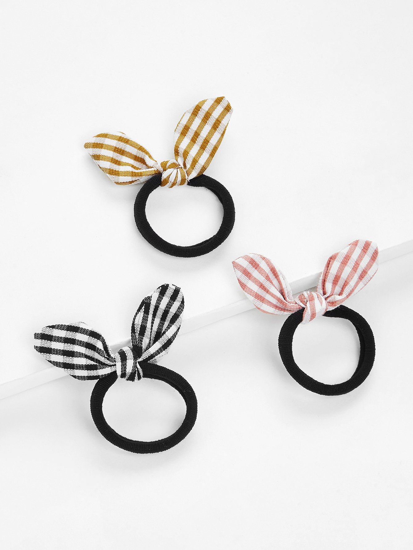 Gingham Knot Hair Tie 3pcs