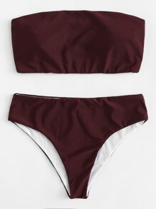 Plain Bandeau Bikini Set