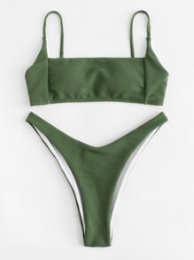 High Leg Rib Bikini Set