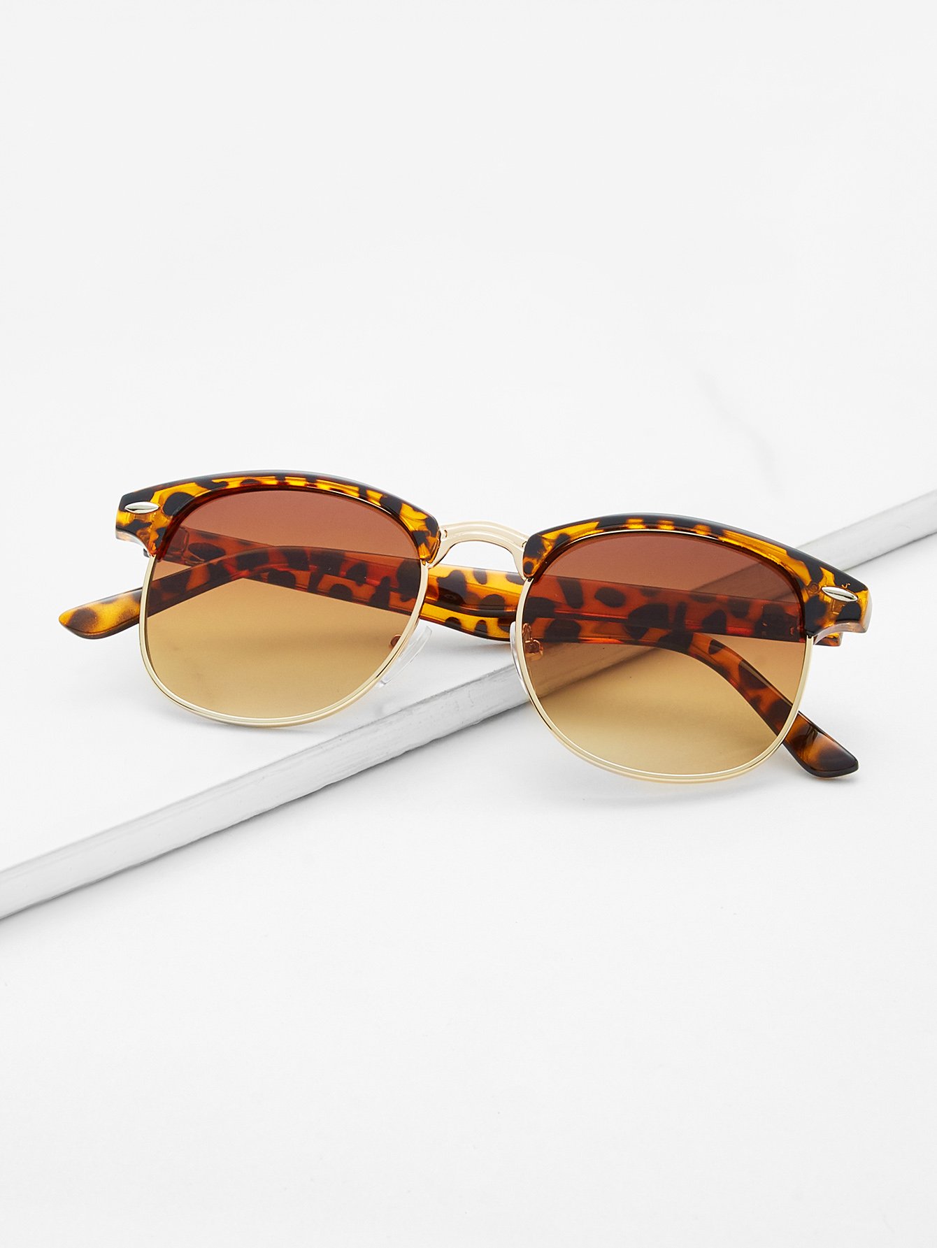 Leopard Browline Retro Sunglasses