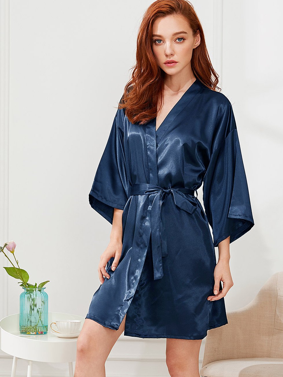 Халат с запахом и на веревочке