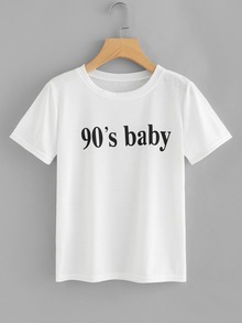 Letter Print Striped Tee