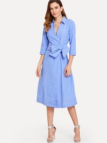 Self Tie Wrap Shirt Dress