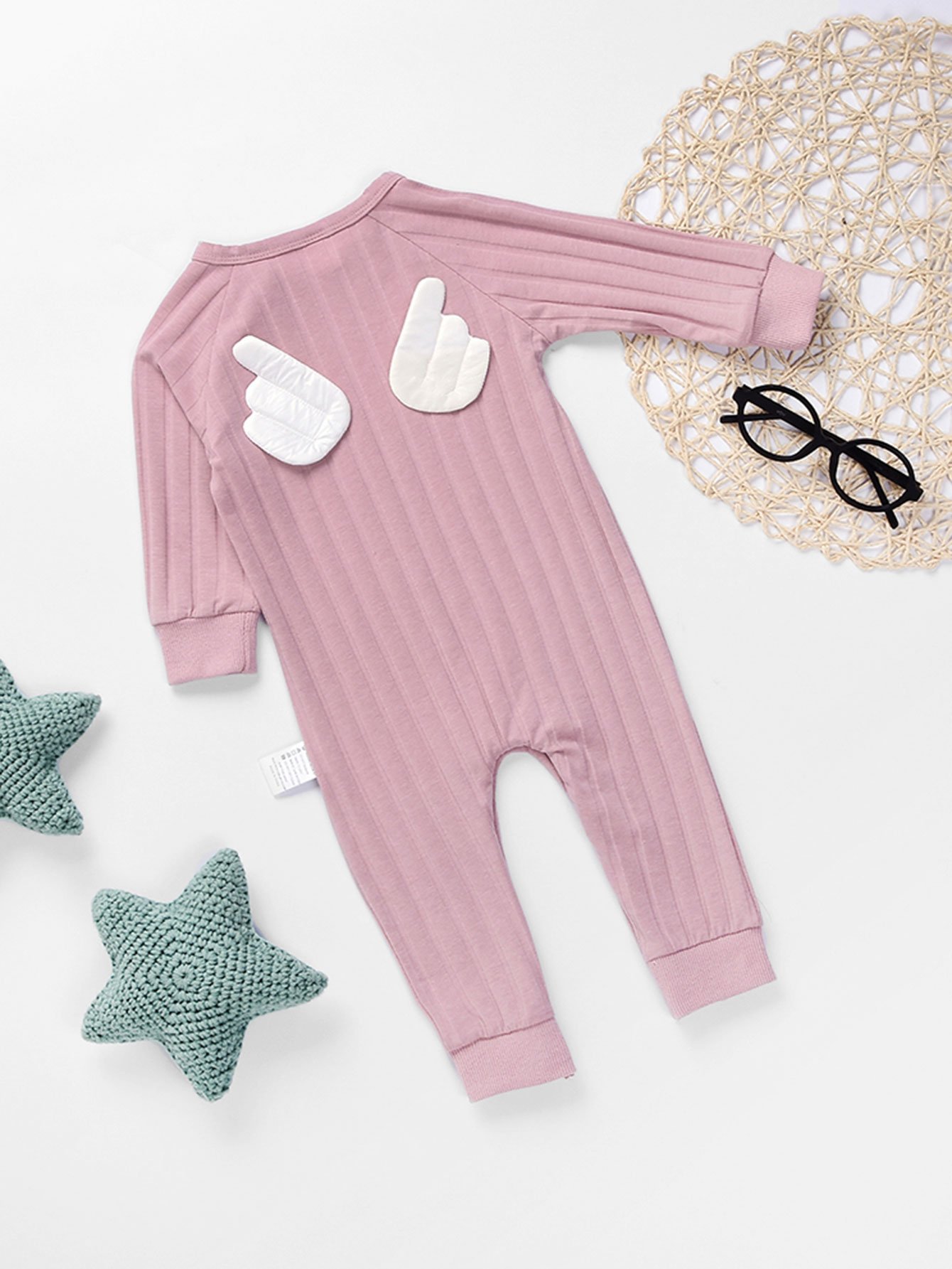 Boys Angel Wings Detail Jumpsuit newborn baby rompers clothes cotton ears hooded suits infant jumpsuit outwear animal lion baby boys girls jumpsuit clothing