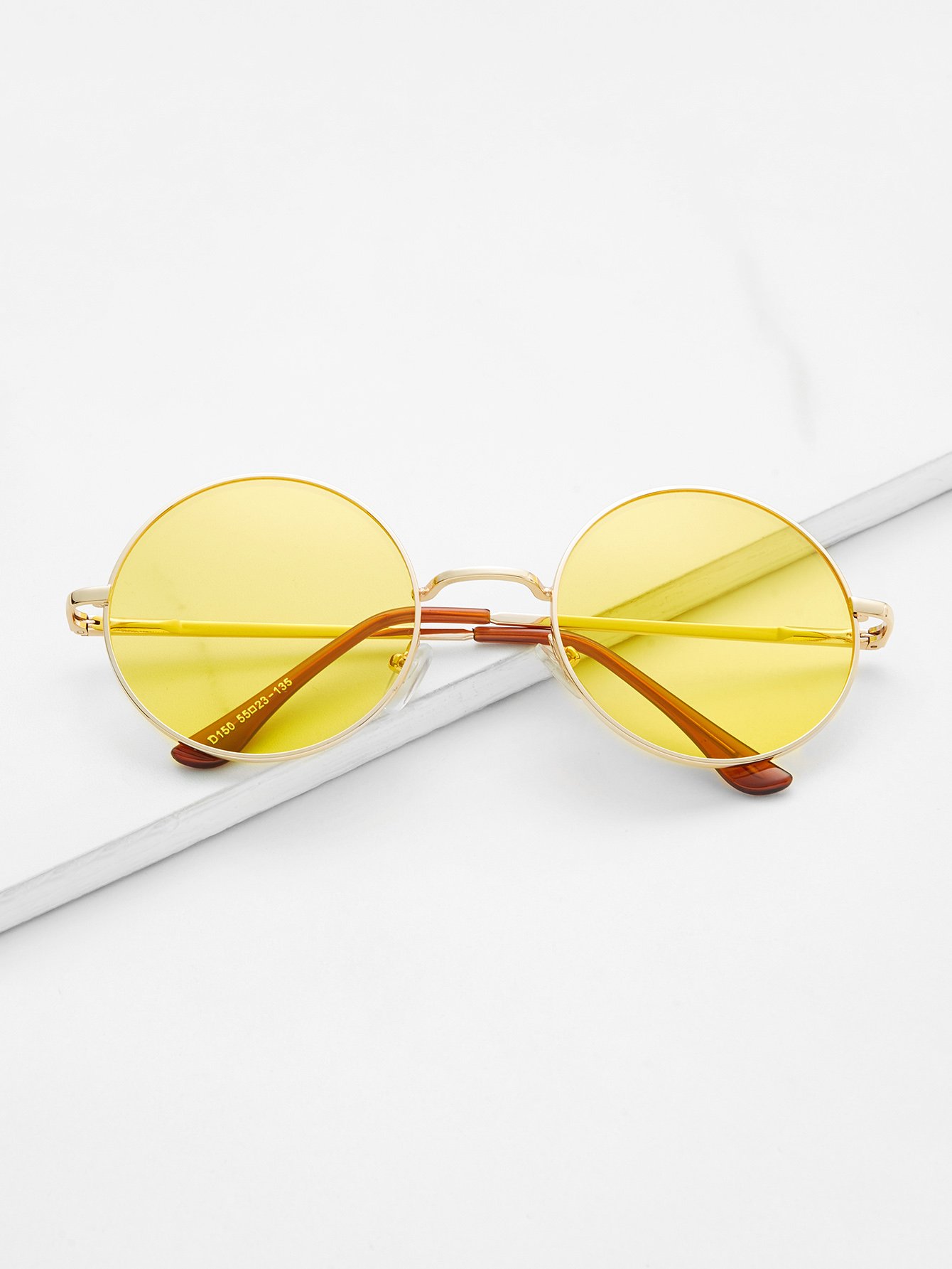 Metal Frame Yellow Round Lens Retro Style Sunglasses round lens sunglasses