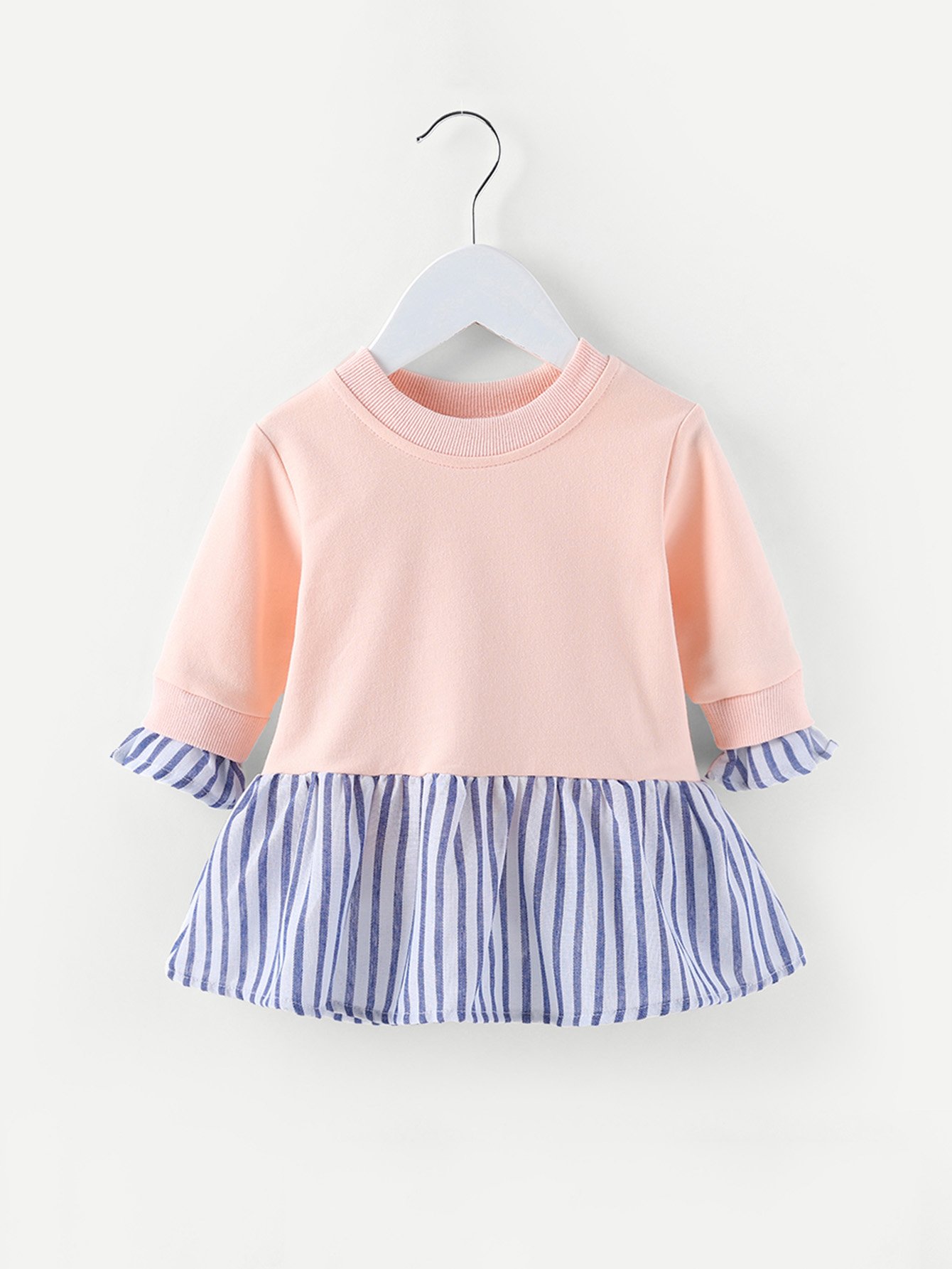 Toddler Girls Contrast Striped Sweatshirt Dress SheIn(Sheinside)