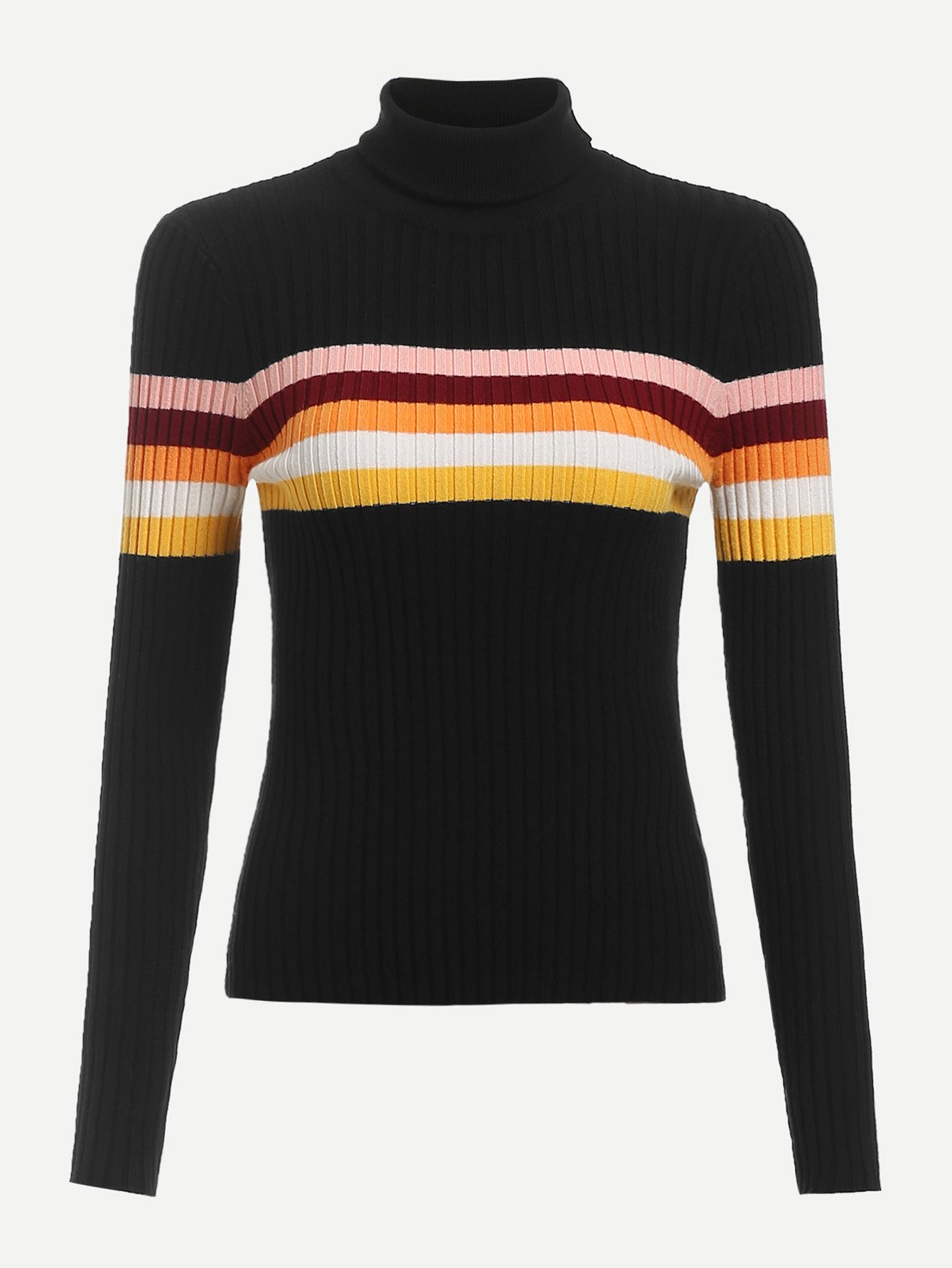 Свитер в рубчик и с полосками