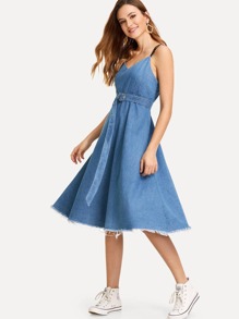 Raw Hem Cami Denim Dress