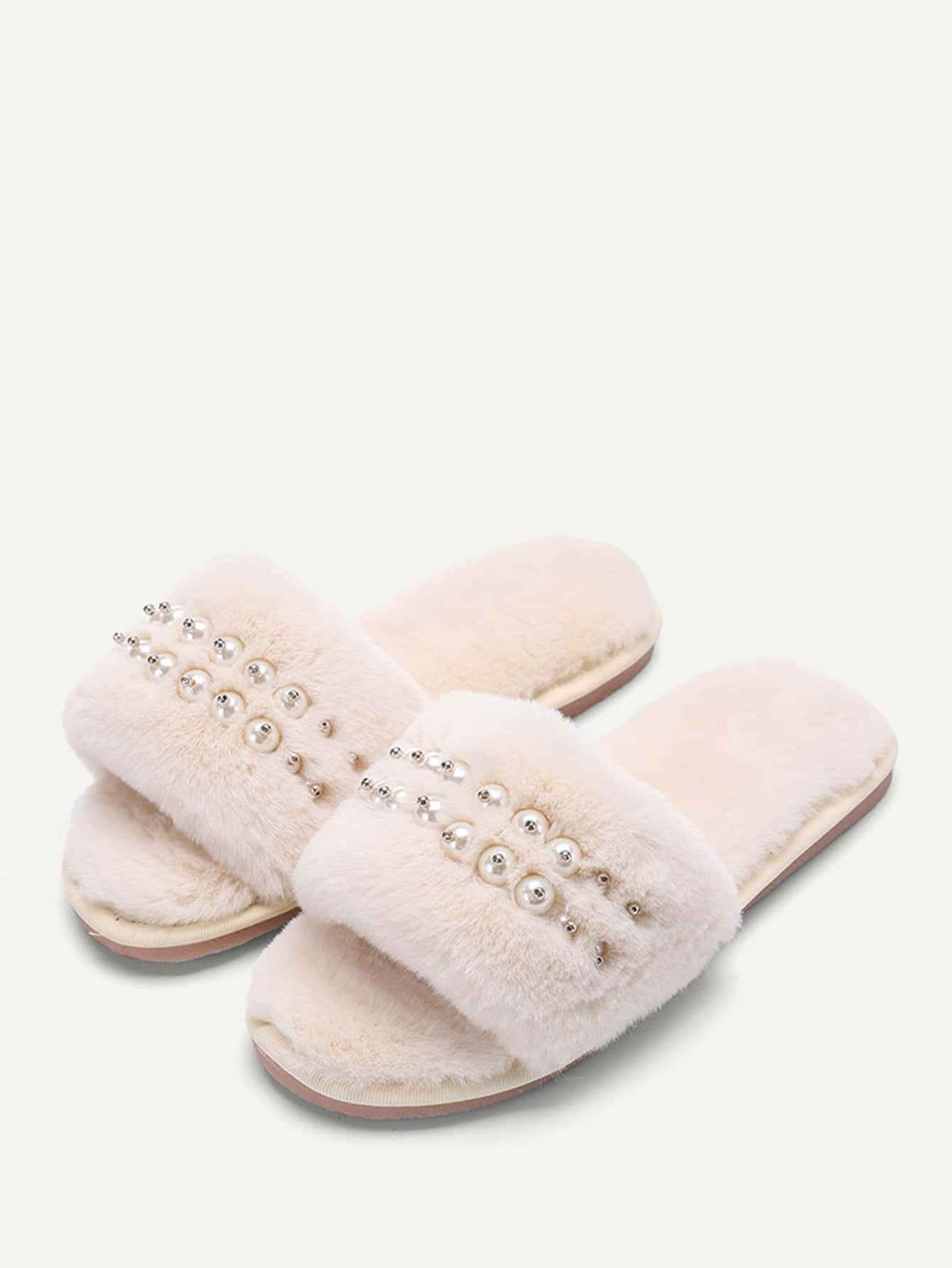 Открытый палец Бежевый Тапочки