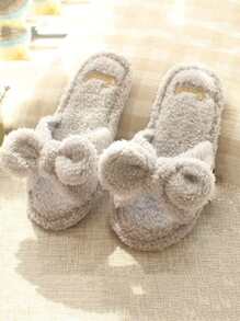 Bow Tie Fluffy Slippers