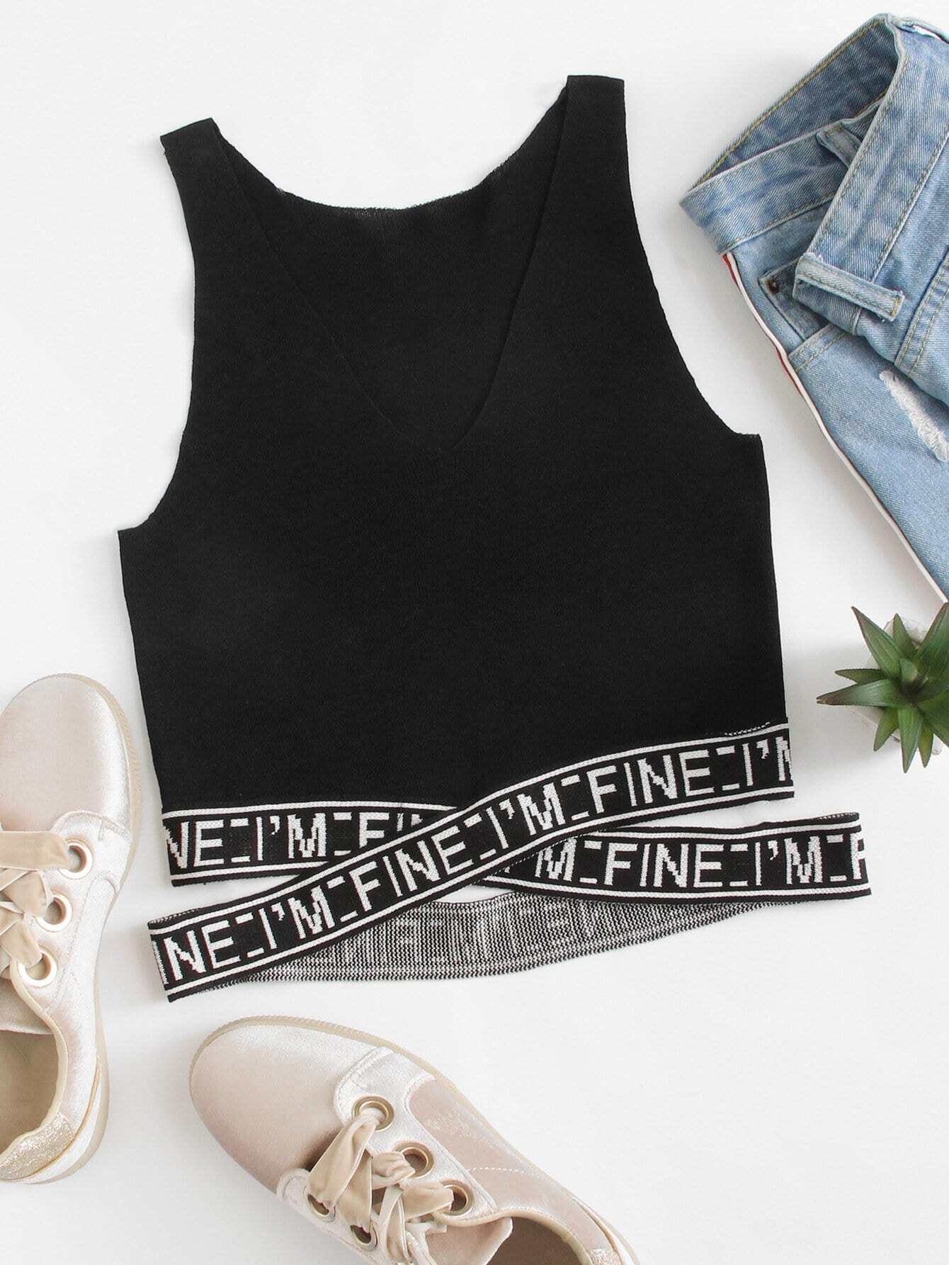 Cut Out Waist Knit Crop Top