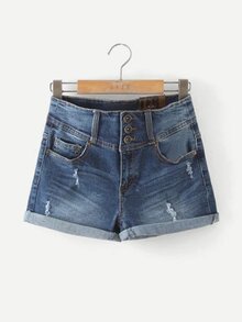 Cuffed Denim Shorts