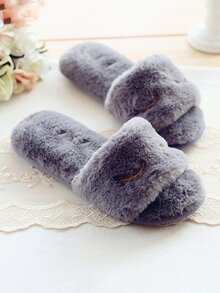 Open Toe Fluffy Slippers