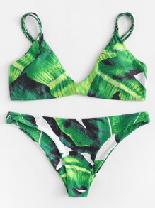 Tropical Print Bikini Set