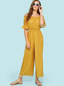 Bardot Frill Trim Wide Leg Jumpsuit