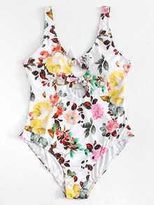 Flower Print Knot Swimsuit