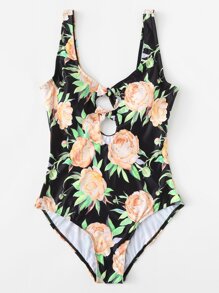 Flower Print Knot Swimsuit