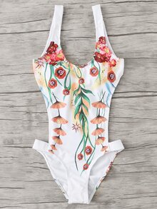 Open Back Floral Swimsuit