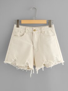 Frayed Hem Denim Shorts