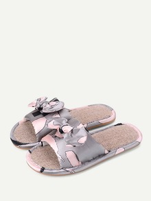 Bow Decor Satin Slippers
