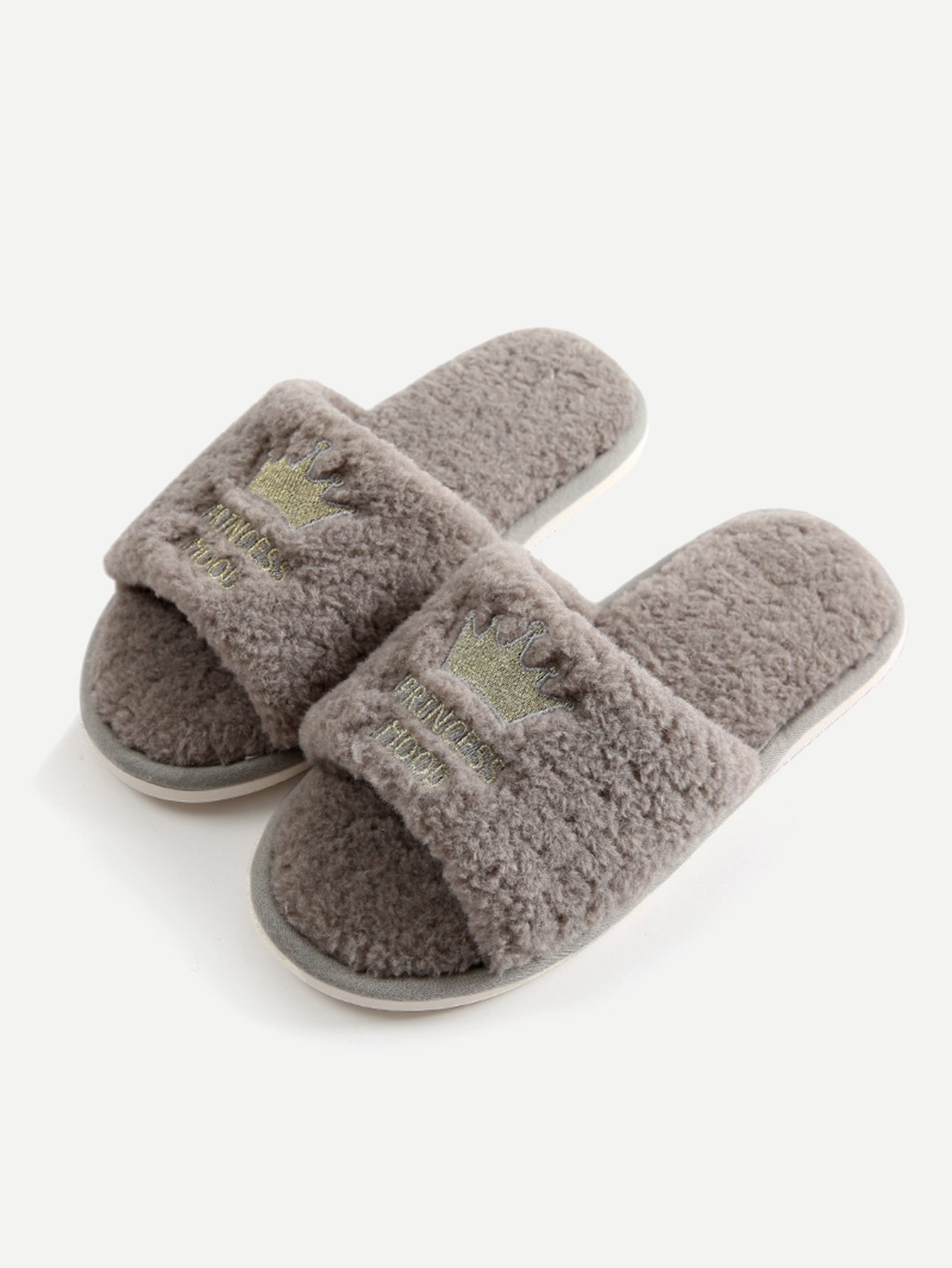 Открытый палец Серый Тапочки