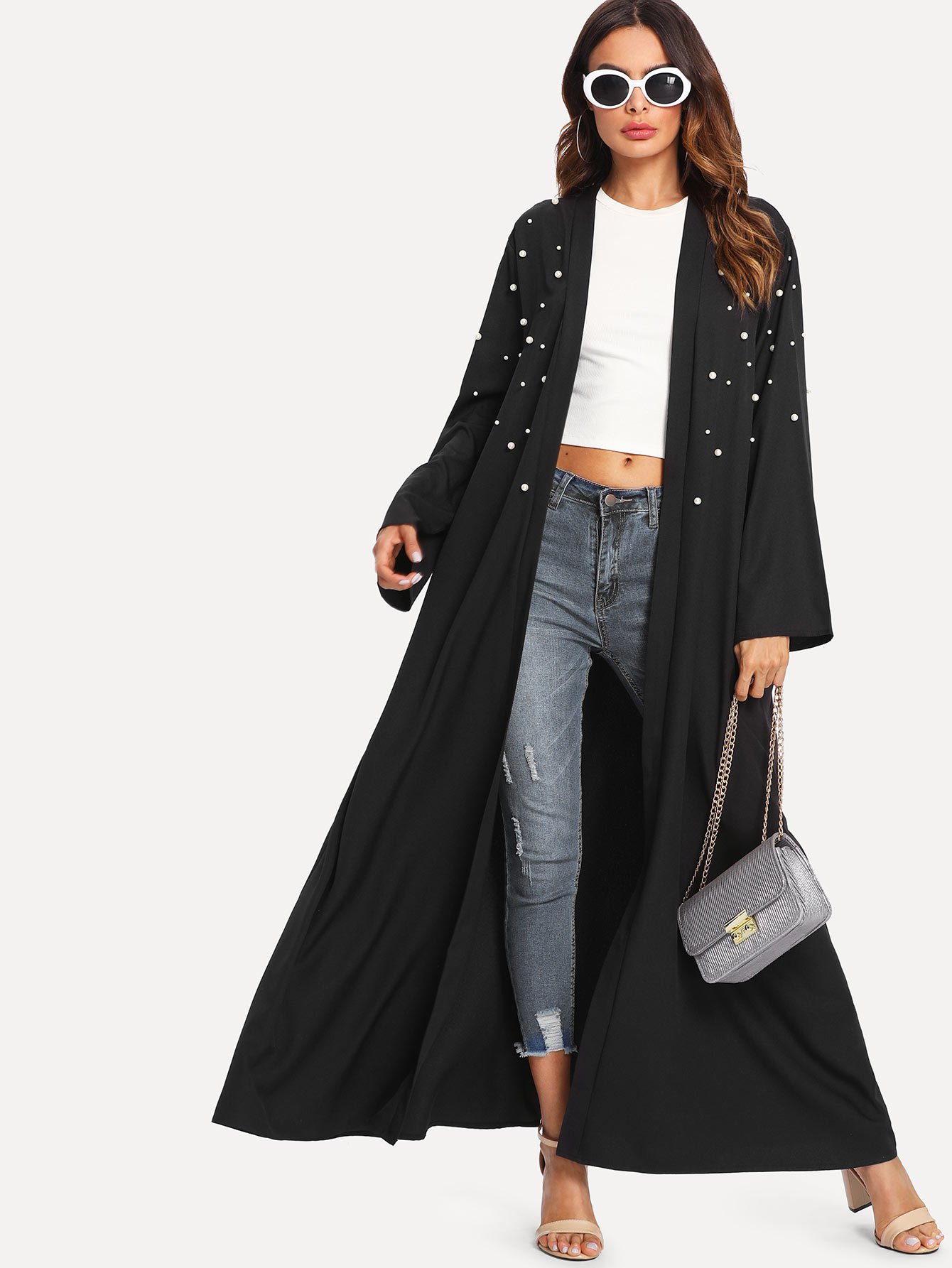 Длинный плащ с жемчужинами