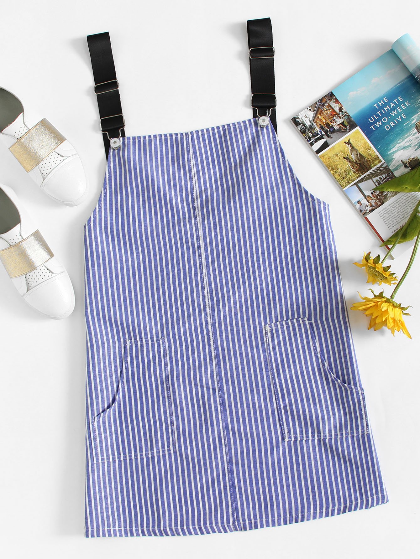 Сарафан в полоску с карманами