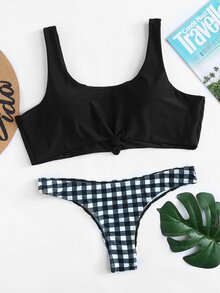 Checker Knot Bikini Set