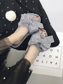 Faux Fur Bow Decorated Sliders
