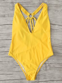 V Plunge Caged Back Swimsuit