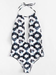 Backless Floral Swimsuit