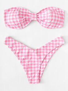Bandeau Gingham Bikini Set