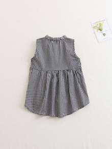 Half Placket Striped & Gingham Sleeveless Top