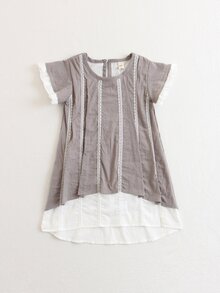 Kids Contrast Hem Frill Trim Dress