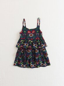 Kids Print Tiered Ruffle Cami Dress