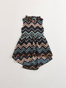 Kids Chevron Print Dip Hem Dress