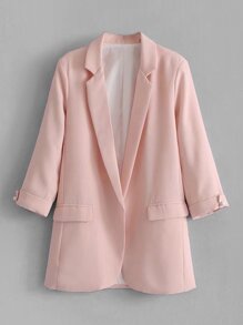 Pearl Button Detail Longline Blazer