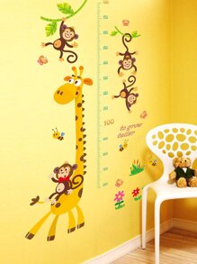 Giraffe Monkey Height Measure Wall Sticker
