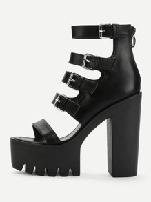 Buckle Platform Chunky Heeled Sandals