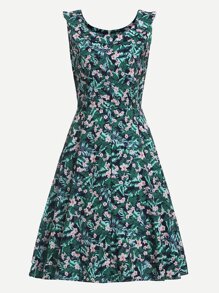 Floral Print Zip Up Back Dress