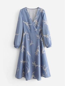 Flower Print Wrap Dress