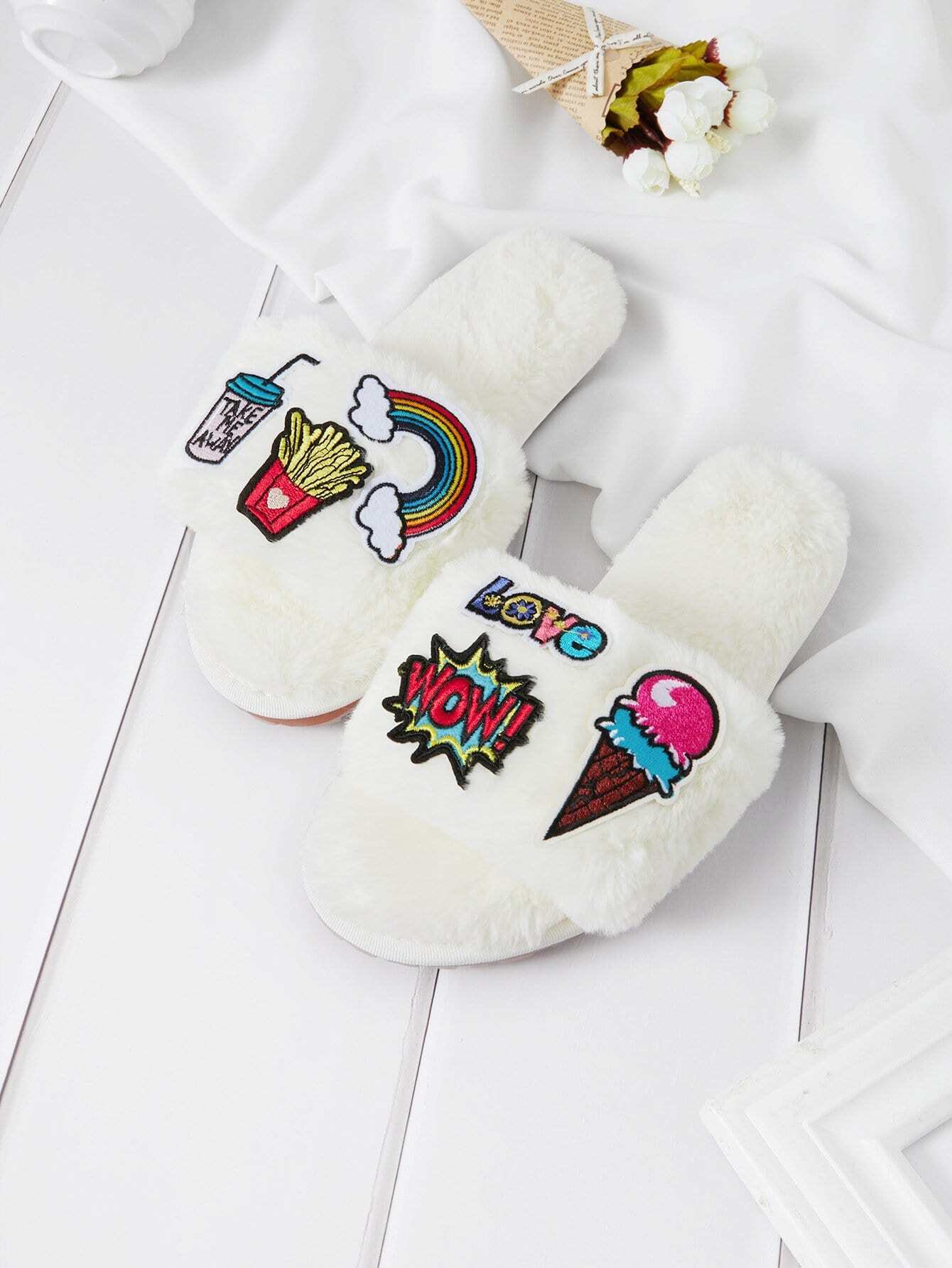 Открытый палец Белый Тапочки