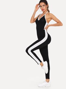 Color Block Side Halter Cami Jumpsuit