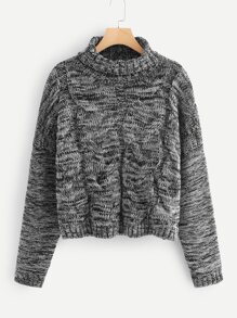 Marled Knit Cable Sweater