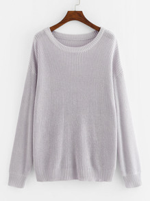 Drop Shoulder Solid Sweater