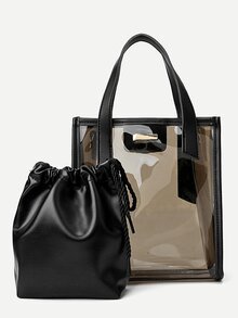 Iridescent Tote Bag With Inner Clutch