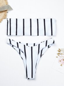 Striped Bandeau Bikini Set