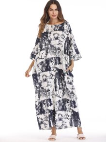 Landscape Print Hidden Pocket Dress