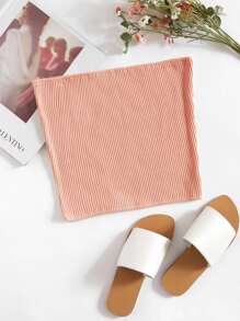 Ribbed Bandeau Top